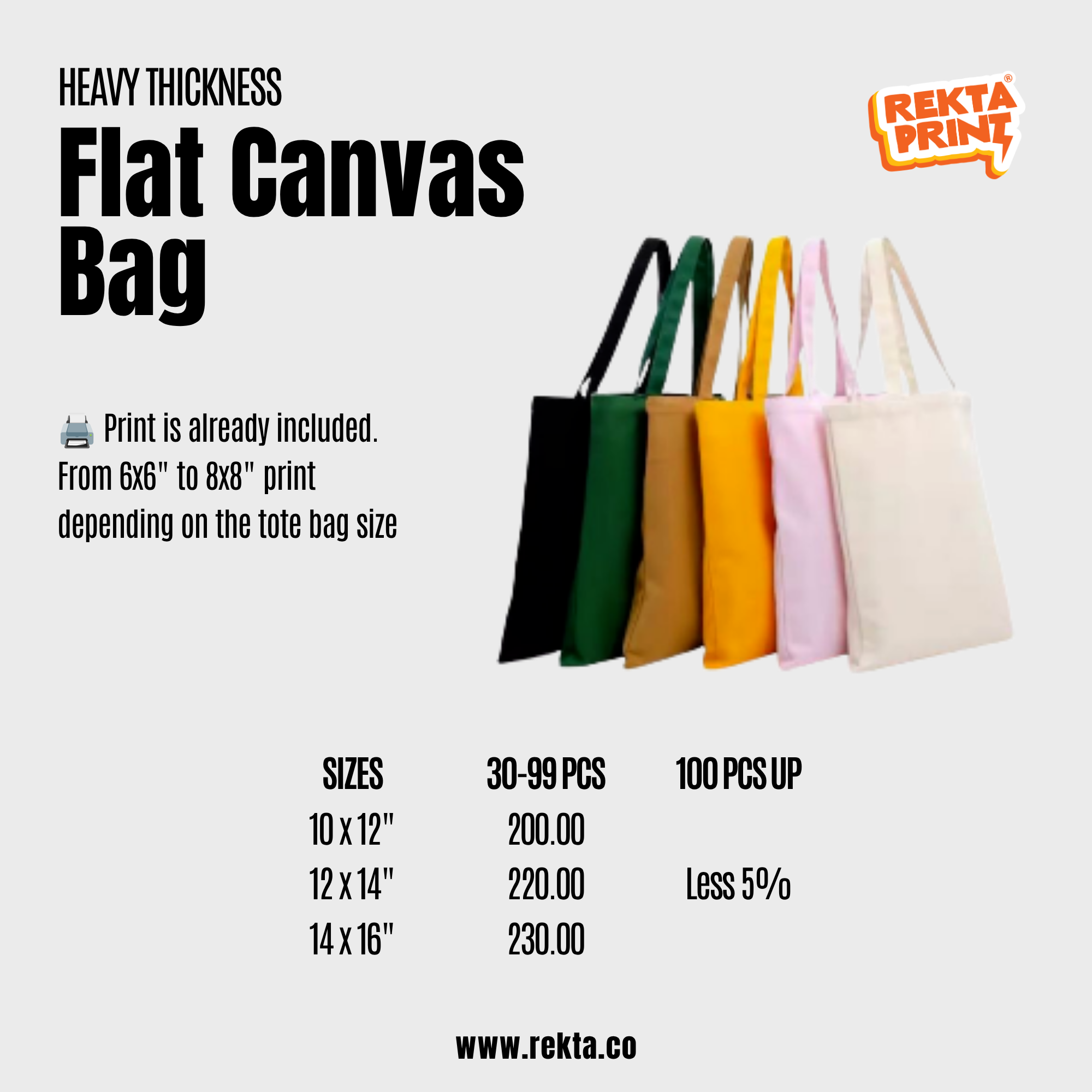 Colored Canvas Tote Bag Printing