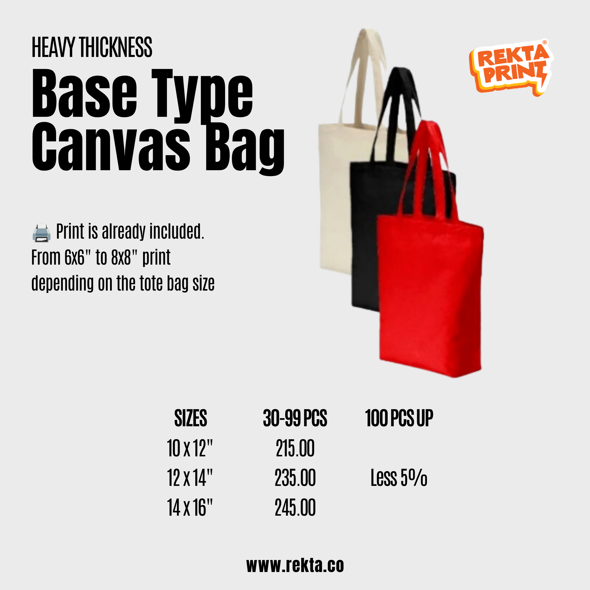 Colored Canvas Tote Bag Printing
